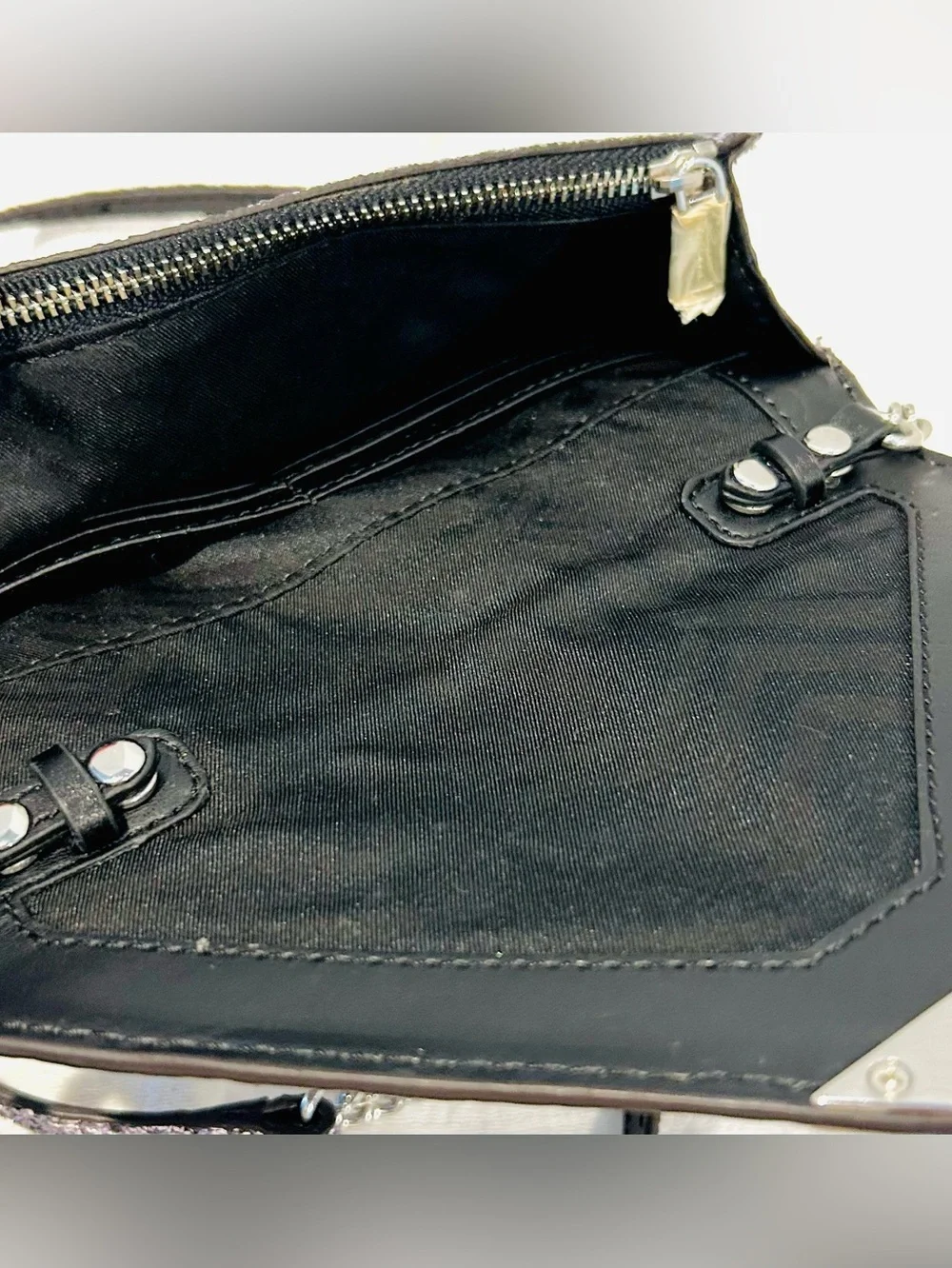 Rebecca Minkoff Leather Fairycore Glitter Leather Crossbody Prom Wedding Clutch